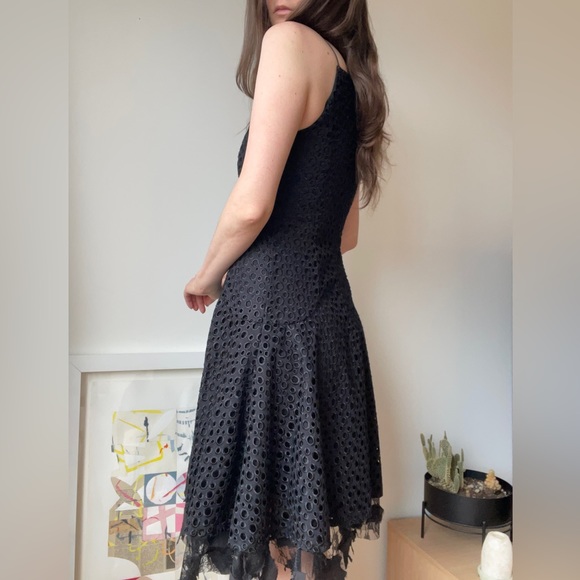 Y2k black eyelet lace dress from designer Dinh Bà / small / made in Canada - Picture 10 of 11